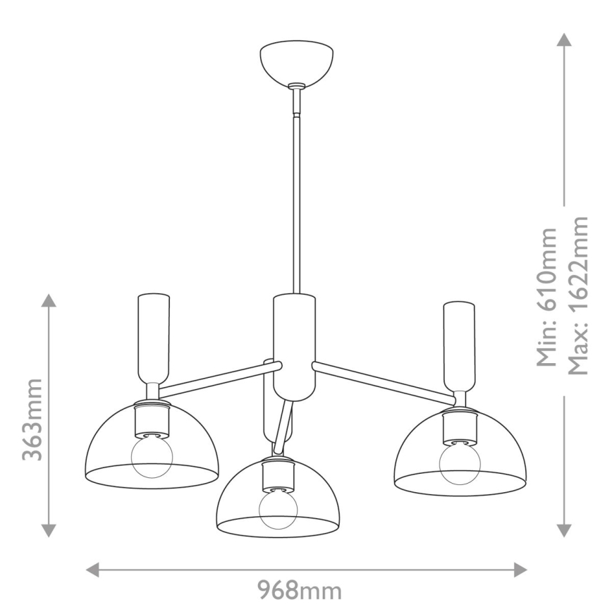 Alora Mood - Suspension-barre JUDE 3xE27/60W/230V d. 96,8 cm laiton