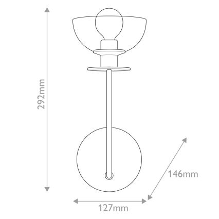 Alora Mood ALM-SYLVIA-1WB-BG-CL - Applique murale SYLVIA 1xE14/40W/230V dorée