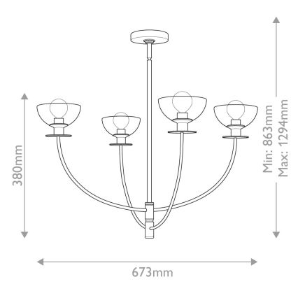 Alora Mood - Lustre sur tige SYLVIA 4xE14/40W/230V noir