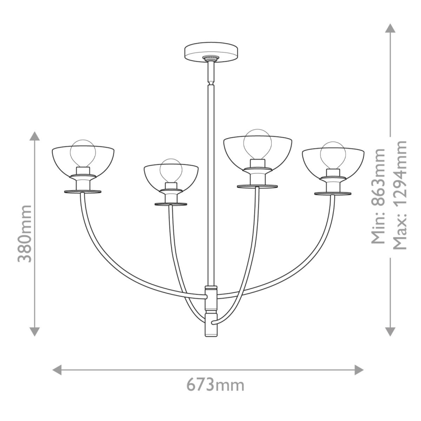 Alora Mood - Lustre sur tige SYLVIA 4xE14/40W/230V noir