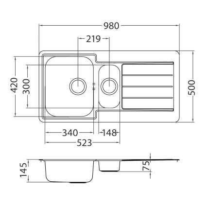 ALVEUS 1082440 - Évier de cuisine LINE 98 x 50 cm inox/satiné