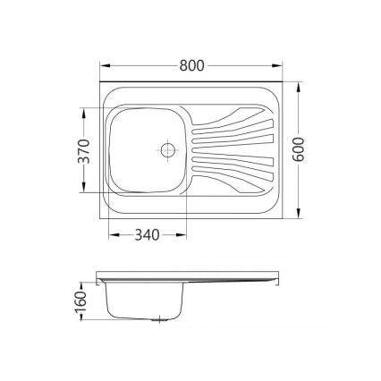 ALVEUS 1095618 - Évier de cuisine CLASSIC 80 x 60 cm inox satiné, sans rebord, réversible