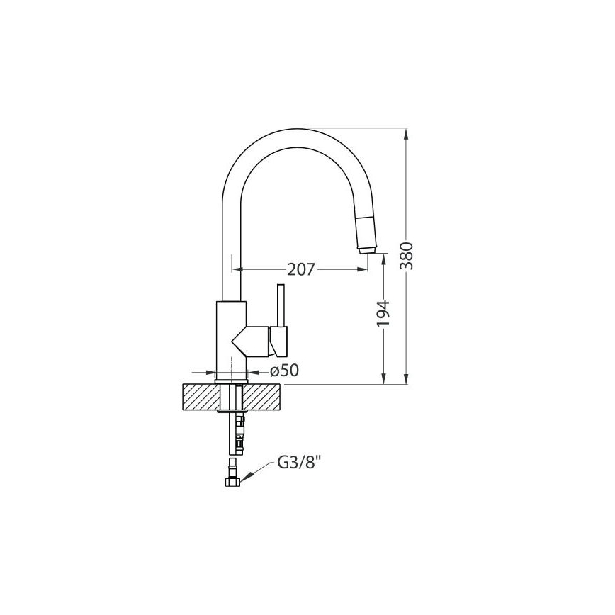 ALVEUS 1129022 - Robinet d'évier avec douchette extractible DELOS 38 cm granit/noir
