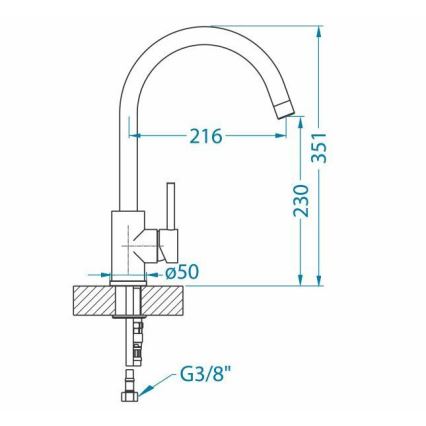 ALVEUS 1129028 - Robinet d'évier ELZA 35,1 cm brossé acier