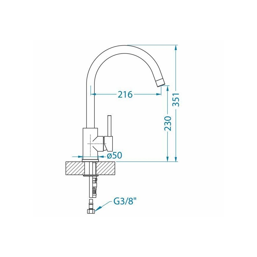 ALVEUS 1129028 - Robinet d'évier ELZA 35,1 cm brossé acier