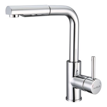 ALVEUS 1135365 - Robinet d'évier avec douchette extractible SARA 29,7 cm chrome brillant