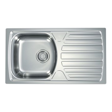 ALVEUS 1136539 - Évier de cuisine BASIC 78 x 43,5 cm inox/satiné, bonde grand diamètre