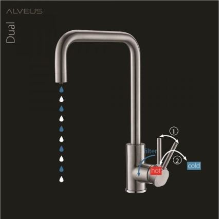 ALVEUS 1139811 - Robinet d'évier DUAL 37 cm granit/beige