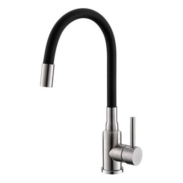 ALVEUS 1144432 - Mitigeur d'évier à bec flexible MINTAS 34 cm inox/noir