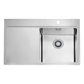 ALVEUS 1149516 - Évier de cuisine PURE 79 x 52,5 cm, finition satinée, côté droit + siphon avec bonde à fermeture rapide