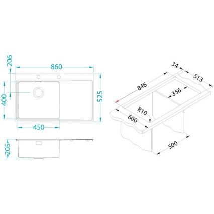 ALVEUS 1149518 - Évier de cuisine PURE 86x52,5 cm en acier inoxydable