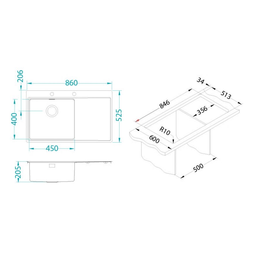 ALVEUS 1149518 - Évier de cuisine PURE 86x52,5 cm en acier inoxydable