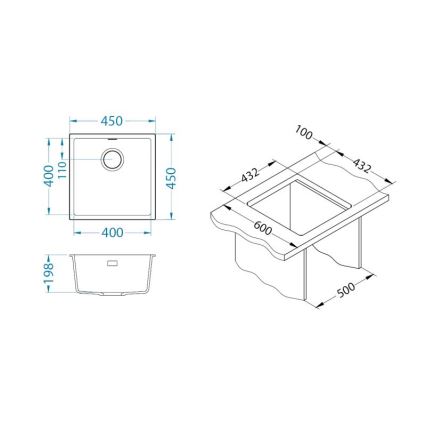 ALVEUS 1150044 - Évier de cuisine OMNI 45x45 cm granite/blanc