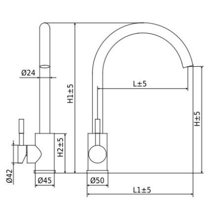 ALVEUS ES3508A - Mitigeur d'évier VIOLA 36,7 cm acier inoxydable