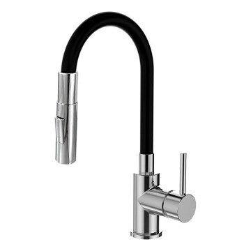 ALVEUS KI112111 - Robinet d'évier avec bras flexible et pulvérisateur BEA 47 cm chrome brillant/noir