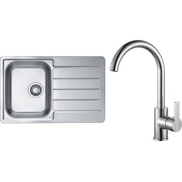 ALVEUS SET0026 - Évier de cuisine LINE 79x50 cm + robinet TONIA 29,5 cm satin/chrome brillant