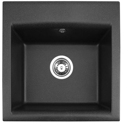 ALVEUS SETA23193 - Évier de cuisine ATROX 50x50 cm + robinet MINTAS 34 cm avec robinet flexible granit/mat noir