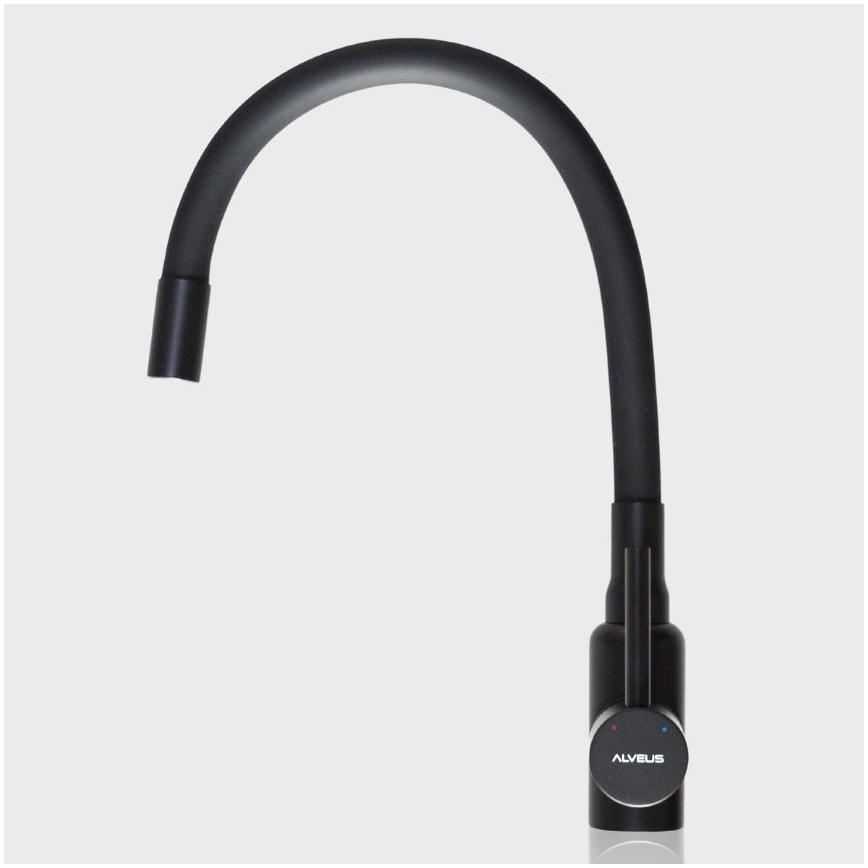 ALVEUS SETA23193 - Évier de cuisine ATROX 50x50 cm + robinet MINTAS 34 cm avec robinet flexible granit/mat noir