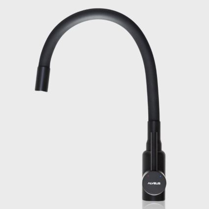 ALVEUS SETA23197 - Évier de cuisine CADIT 59x50 cm + mitigeur d'évier à bec flexible MINTAS 34 cm granite/noir mat