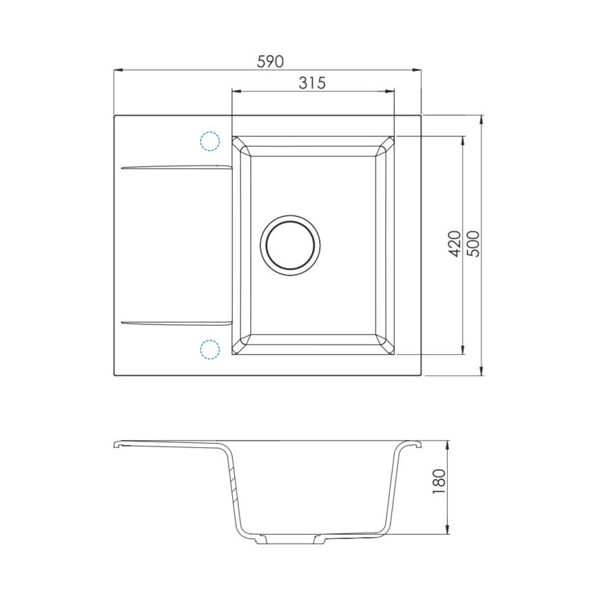 ALVEUS SETA23197 - Évier de cuisine CADIT 59x50 cm + mitigeur d'évier à bec flexible MINTAS 34 cm granite/noir mat