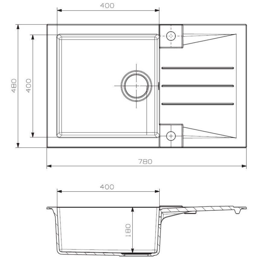 ALVEUS SETA23201 - Kuchyňský dřez ROCK 78x48 cm + dřezová baterie s flexibilním ramínkem MINTAS 34 cm granit/matná černá