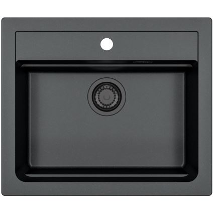 ALVEUS SETA23228 - Évier de cuisine ATROX 59x50 cm + robinet de cuisine à bras flexible MINTAS 34 cm granit/noir mat