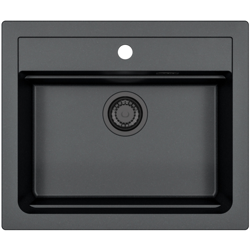 ALVEUS SETA23228 - Évier de cuisine ATROX 59x50 cm + robinet de cuisine à bras flexible MINTAS 34 cm granit/noir mat