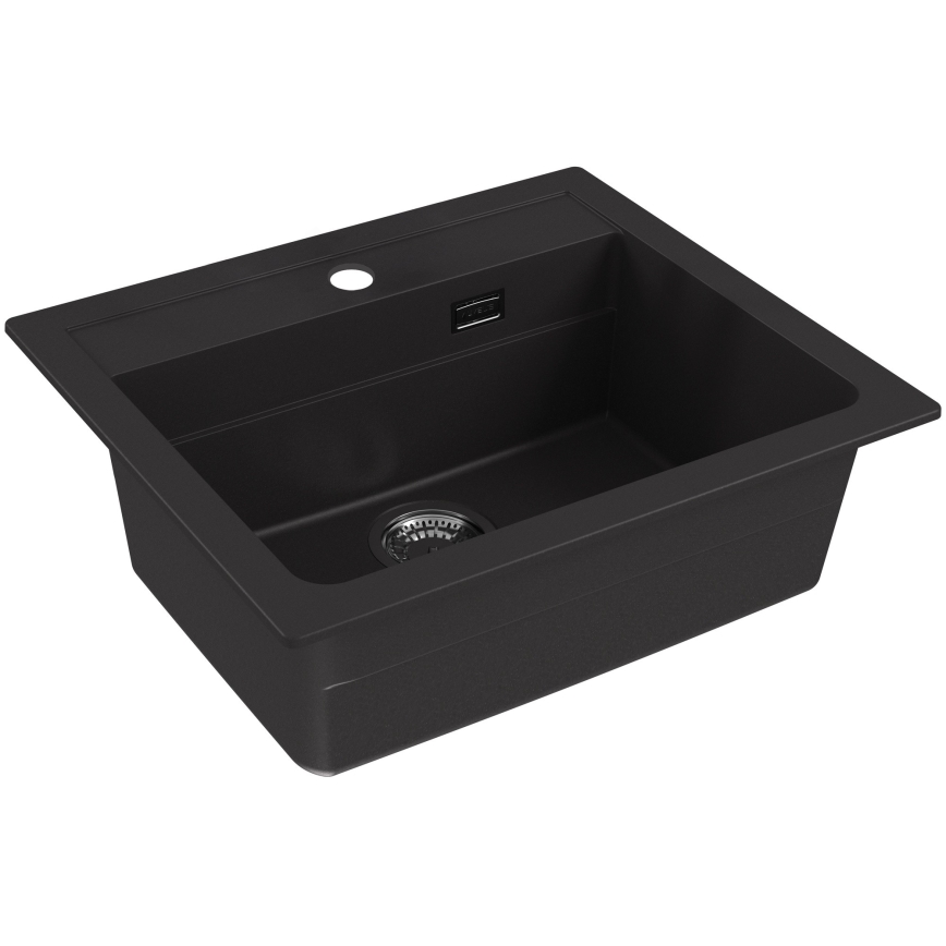 ALVEUS SETA23228 - Évier de cuisine ATROX 59x50 cm + robinet de cuisine à bras flexible MINTAS 34 cm granit/noir mat