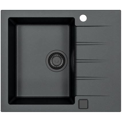 ALVEUS SETA23230 - Évier de cuisine CADIT 59x50 cm + robinet MINTAS avec bras flexible 34 cm granit/mat noir