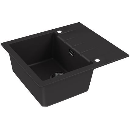 ALVEUS SETA23230 - Évier de cuisine CADIT 59x50 cm + robinet MINTAS avec bras flexible 34 cm granit/mat noir
