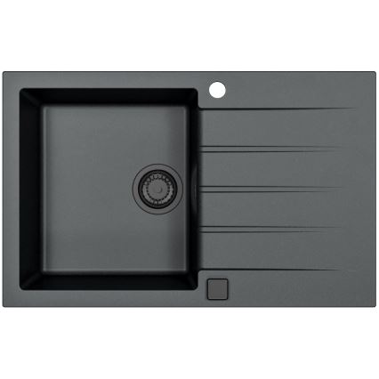 ALVEUS SETA23231 - Évier de cuisine CADIT 79x50 cm + robinet avec bras flexible MINTAS 34 cm granit/mat noir