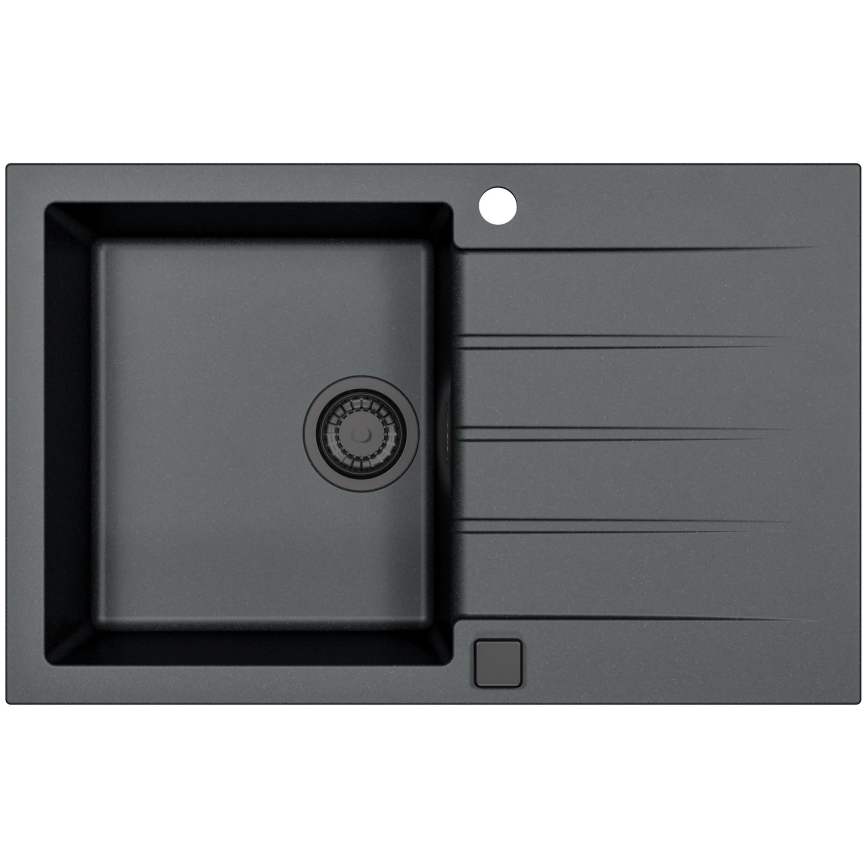 ALVEUS SETA23231 - Évier de cuisine CADIT 79x50 cm + robinet avec bras flexible MINTAS 34 cm granit/mat noir