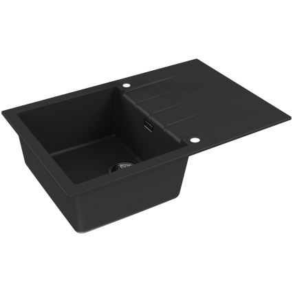ALVEUS SETA23231 - Évier de cuisine CADIT 79x50 cm + robinet avec bras flexible MINTAS 34 cm granit/mat noir