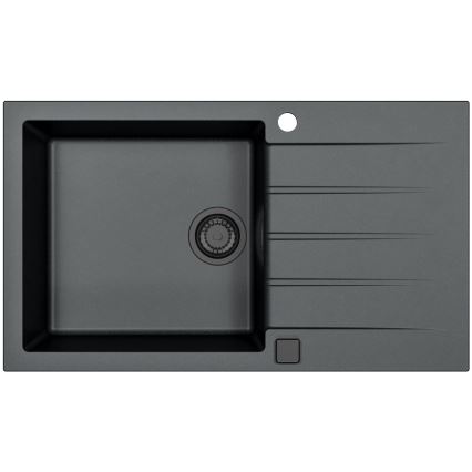 ALVEUS SETA23232 - Évier de cuisine CADIT 86x50 cm + robinet avec bras flexible MINTAS 34 cm granit/noir mat
