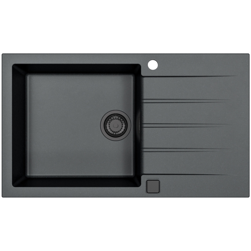 ALVEUS SETA23232 - Évier de cuisine CADIT 86x50 cm + robinet avec bras flexible MINTAS 34 cm granit/noir mat