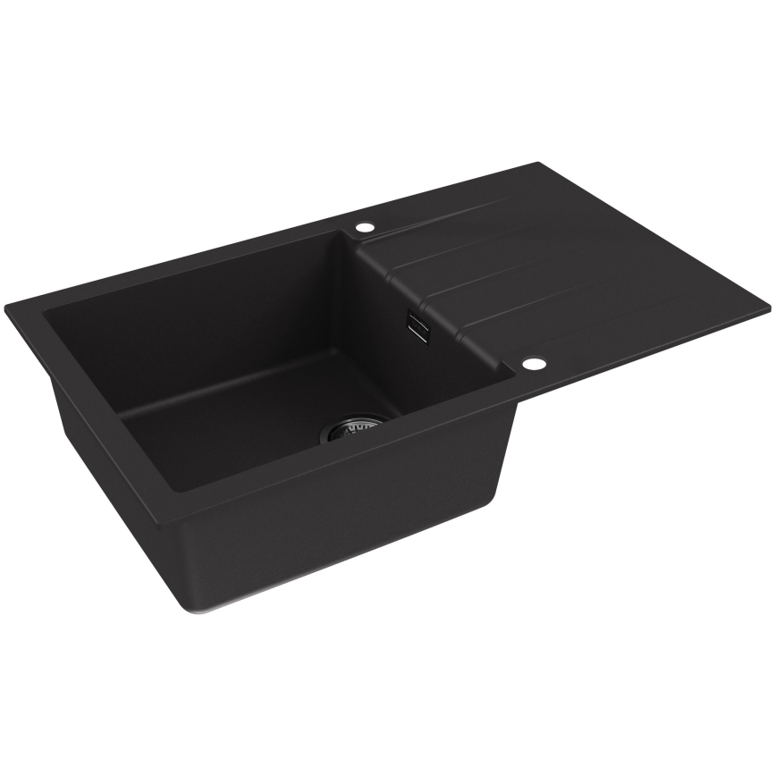 ALVEUS SETA23232 - Évier de cuisine CADIT 86x50 cm + robinet avec bras flexible MINTAS 34 cm granit/noir mat