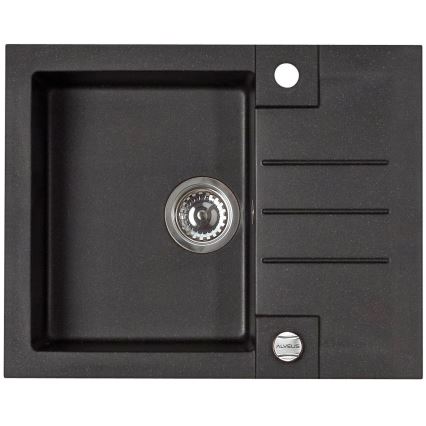 ALVEUS SETA23236 - Évier de cuisine ROCK 59,5x47,5 cm + mitigeur d'évier à col flexible MINTAS 34 cm granite/noir mat