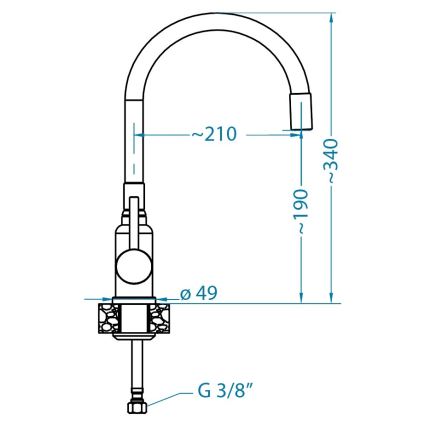 ALVEUS SETA23236 - Évier de cuisine ROCK 59,5x47,5 cm + mitigeur d'évier à col flexible MINTAS 34 cm granite/noir mat