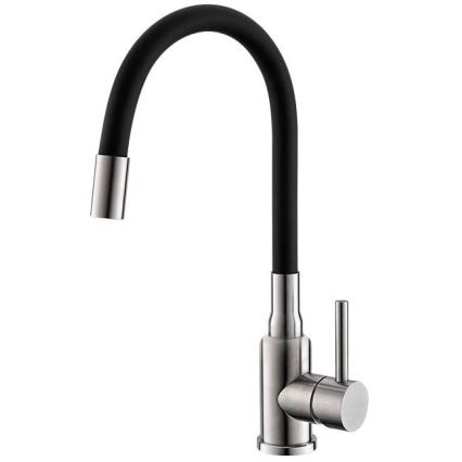 ALVEUS SETA24019 - Évier de cuisine CLASSIC 80x60 cm + robinet avec bras flexible MINTAS 34 cm inox brossé/noir