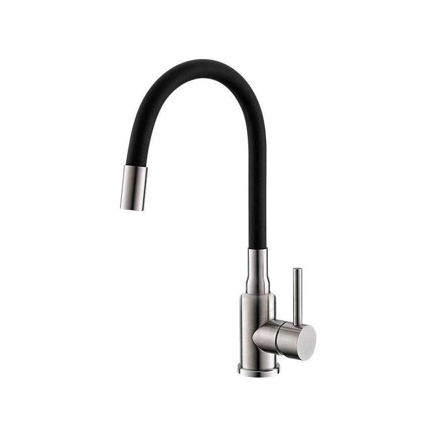 ALVEUS SETA24019 - Évier de cuisine CLASSIC 80x60 cm + robinet avec bras flexible MINTAS 34 cm inox brossé/noir
