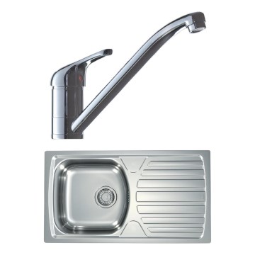 ALVEUS SETA259 - Évier de cuisine BASIC 78x43,5 cm + mitigeur d'évier RIVIERA 14,8 cm chrome satiné/brillant