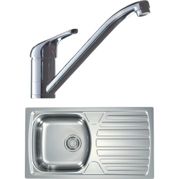 ALVEUS SETA259 - Évier de cuisine BASIC 78x43,5 cm + robinet RIVIERA 14,8 cm satin/brillant chrome
