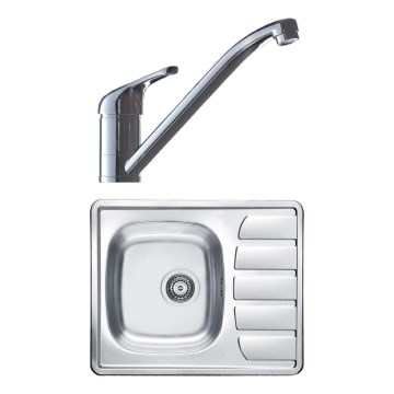 ALVEUS SETA265 - Évier de cuisine ZOOM 61,5x50 cm + robinet de cuisine RIVIERA 14,8 cm satin/chrome brillant