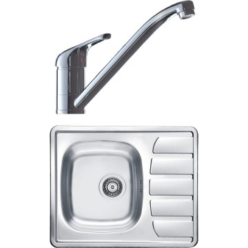 ALVEUS SETA265 - Évier de cuisine ZOOM 61,5x50 cm + robinet RIVIERA 14,8 cm satin/brillant chrome