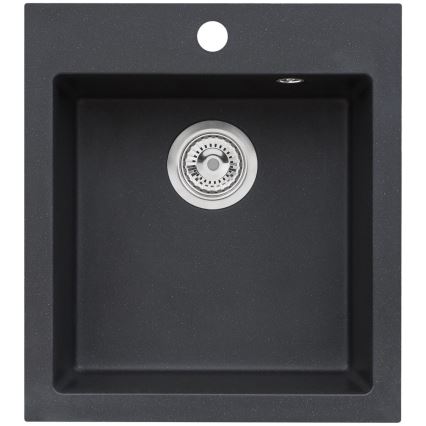 ALVEUS SETA737 - Évier de cuisine CORTINA 50 x 45 cm + mitigeur d'évier à bec flexible TONIA 29,5 cm granite/noir mat