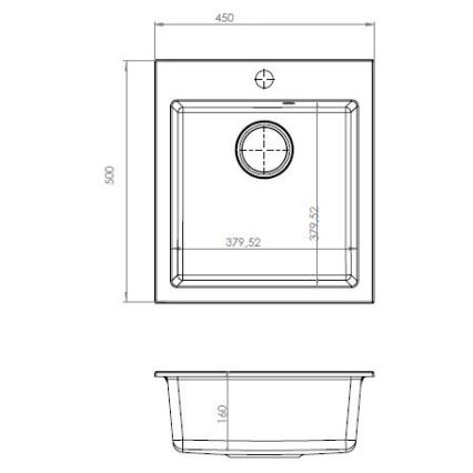 ALVEUS SETA737 - Évier de cuisine CORTINA 50 x 45 cm + mitigeur d'évier à bec flexible TONIA 29,5 cm granite/noir mat