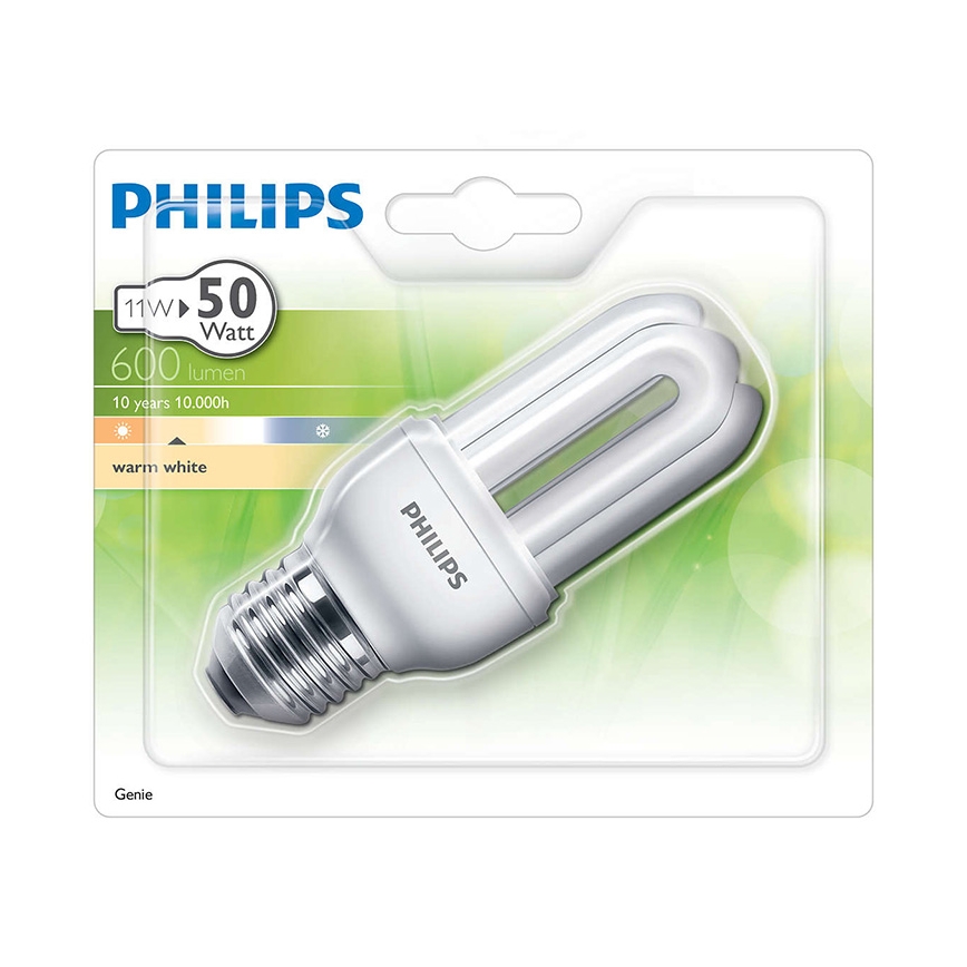 Ampoule à économie d'énergie PHILIPS E27/11W/230V 2700K  - GENIE