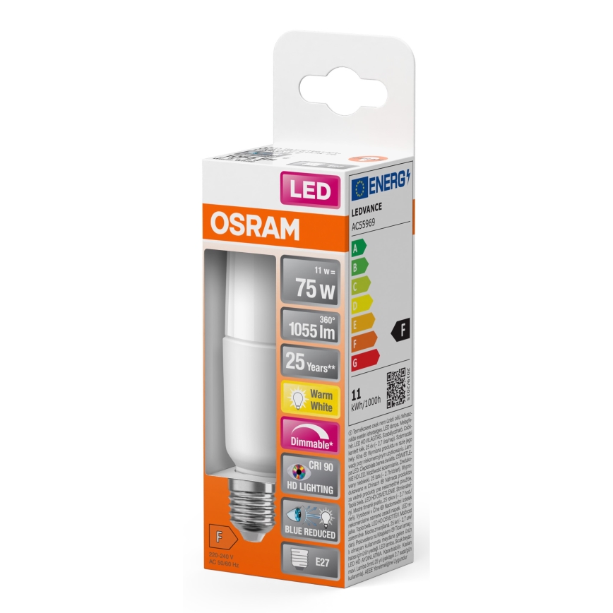 Ampoule à intensité variable LED E27/11W/230V 2700K CRI 90 - Osram
