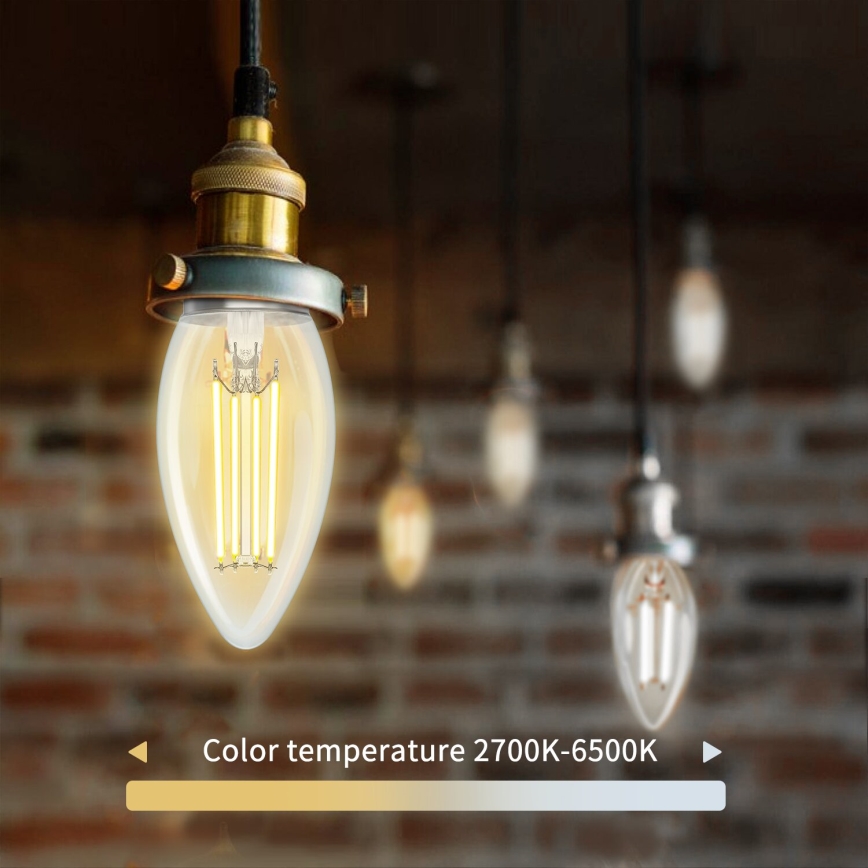 Ampoule à intensité variable LED FILAMENT C35 E27/4,5W/230V 2700-6500K Wi-Fi - Aigostar