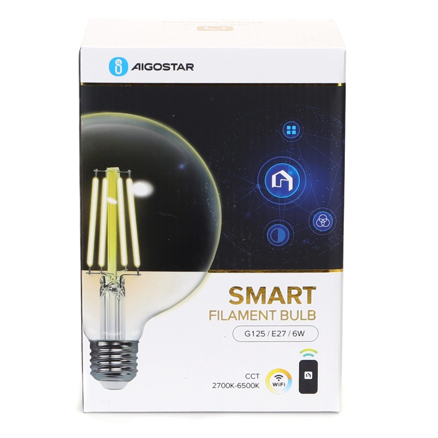 Ampoule à intensité variable LED FILAMENT G125 E27/6W/230V 2700-6500K Wi-Fi - Aigostar